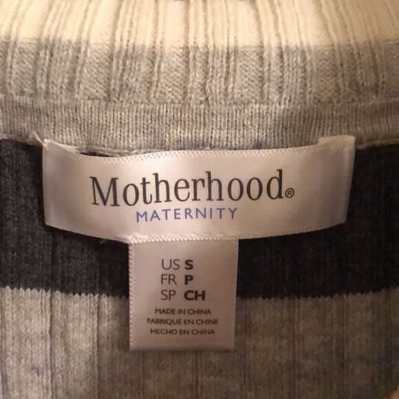 Motherhood Mat S Gray Pink White Horizontal Striped Ribbed Knit Dress - Picture 8 of 11